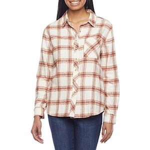 Arizona Jeans Co. Flannel Yellow Corn Plaid buttondown